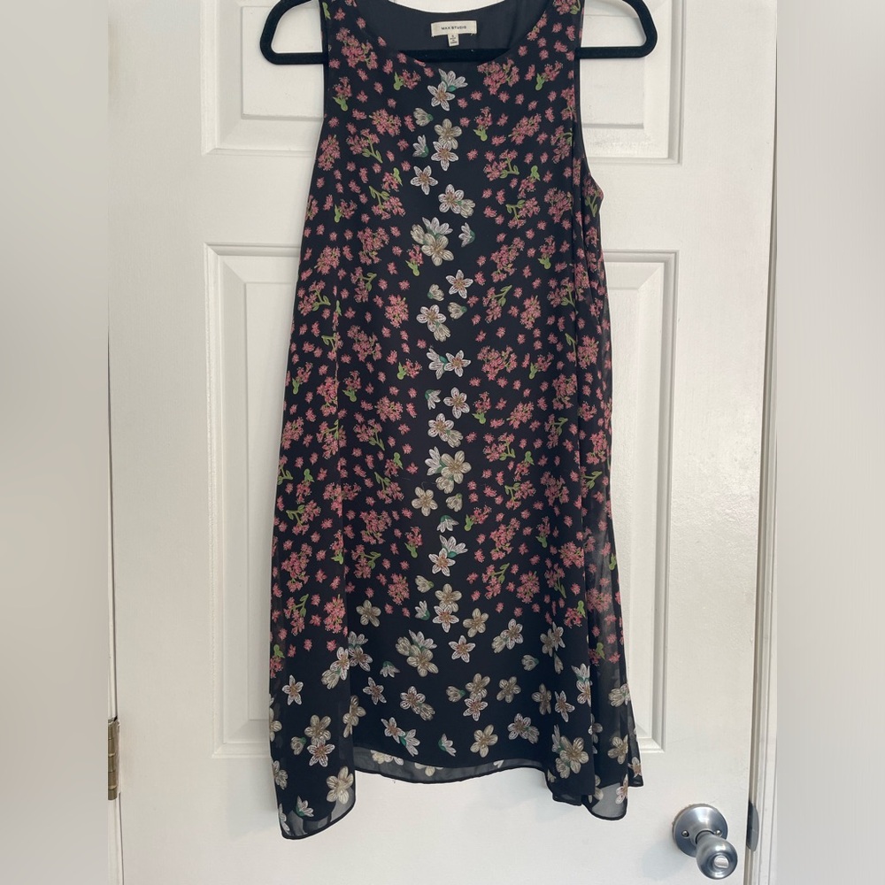 Max Studio Floral A-line chiffon dress